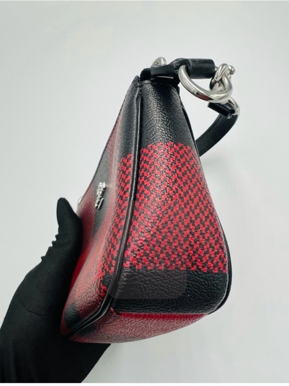 Like New! COACH Nolita 15 Red Black Buffalo Plaid ❤️ Mini Bag - Picture 6 of 8